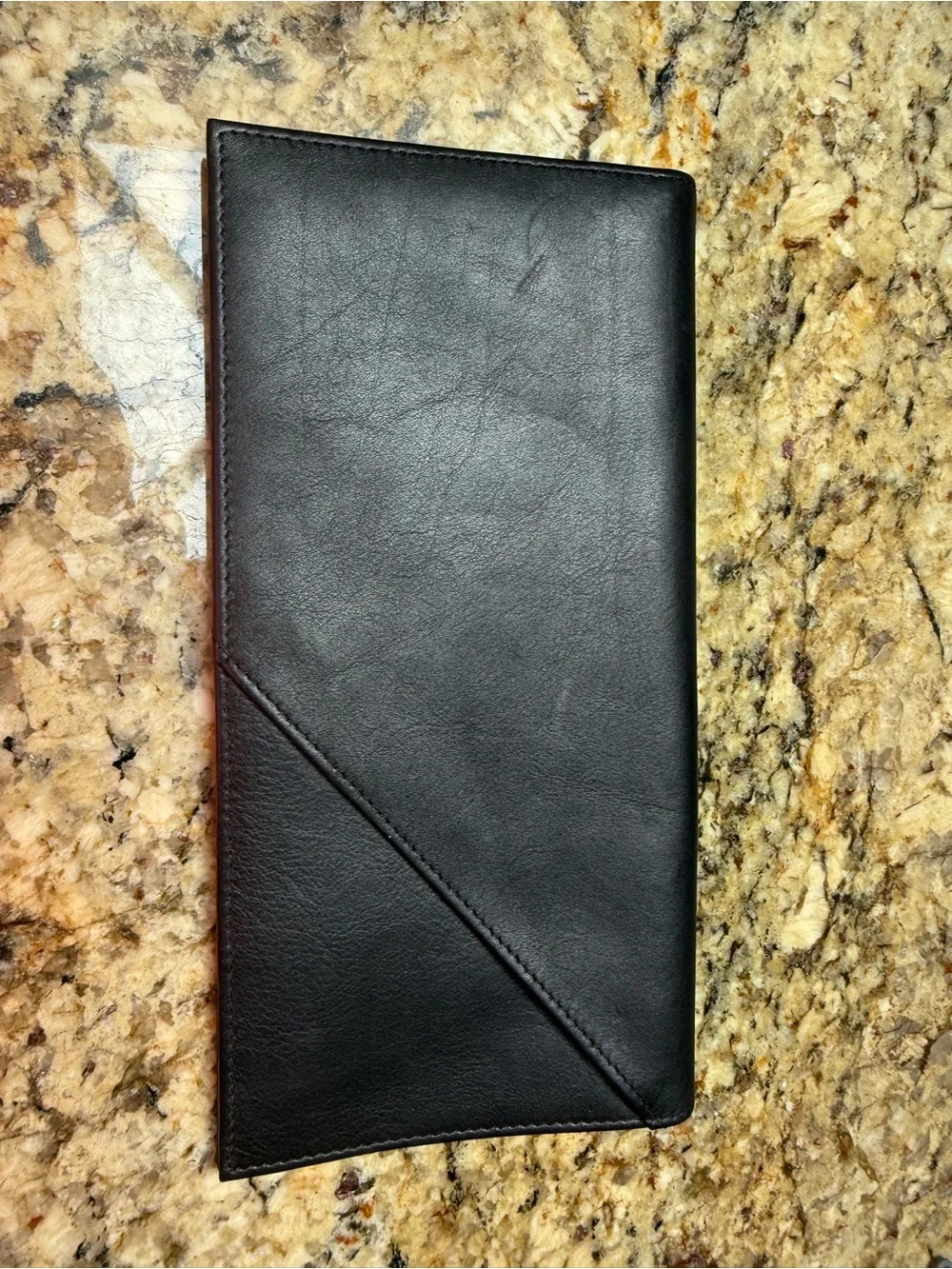 BOSCA Men’s Black Leather Travel Checkbook Wallet Never Used